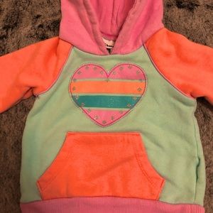3-6 M Multicolored & Glittery Heart Hoodie